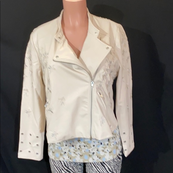 LYSSE Embroidered Vegan Leather Moto Jacket Coat - Picture 2 of 10